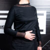 top noir grande manche dentelle